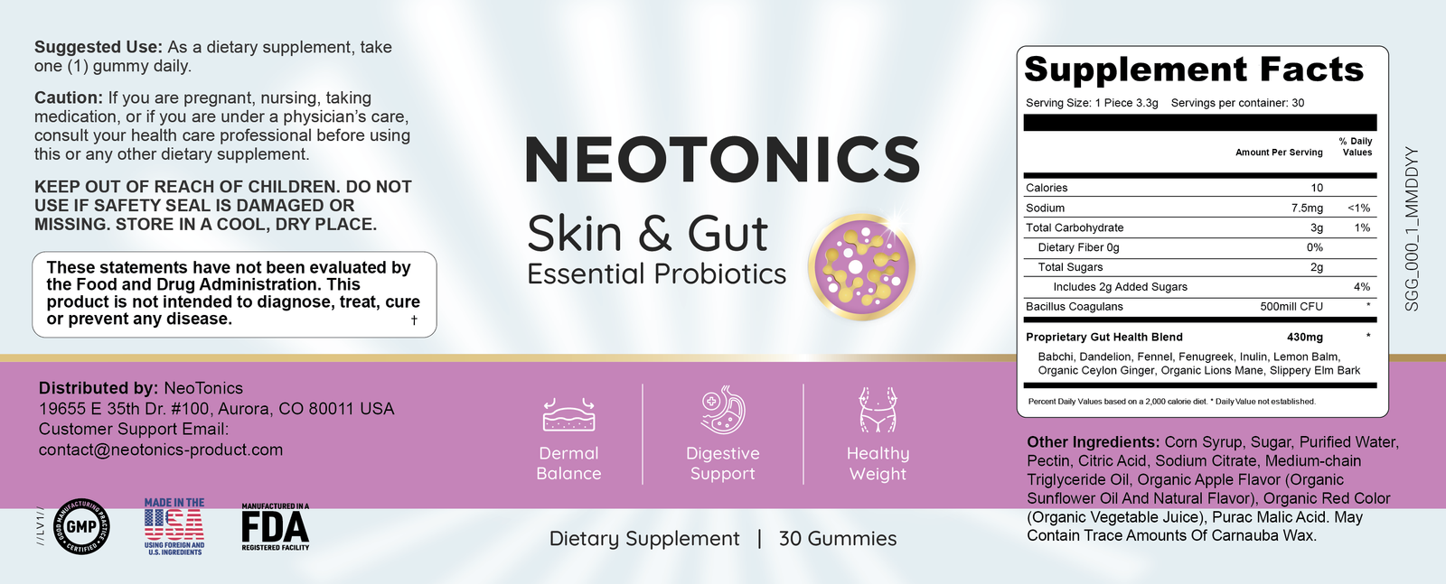 Neotonics label